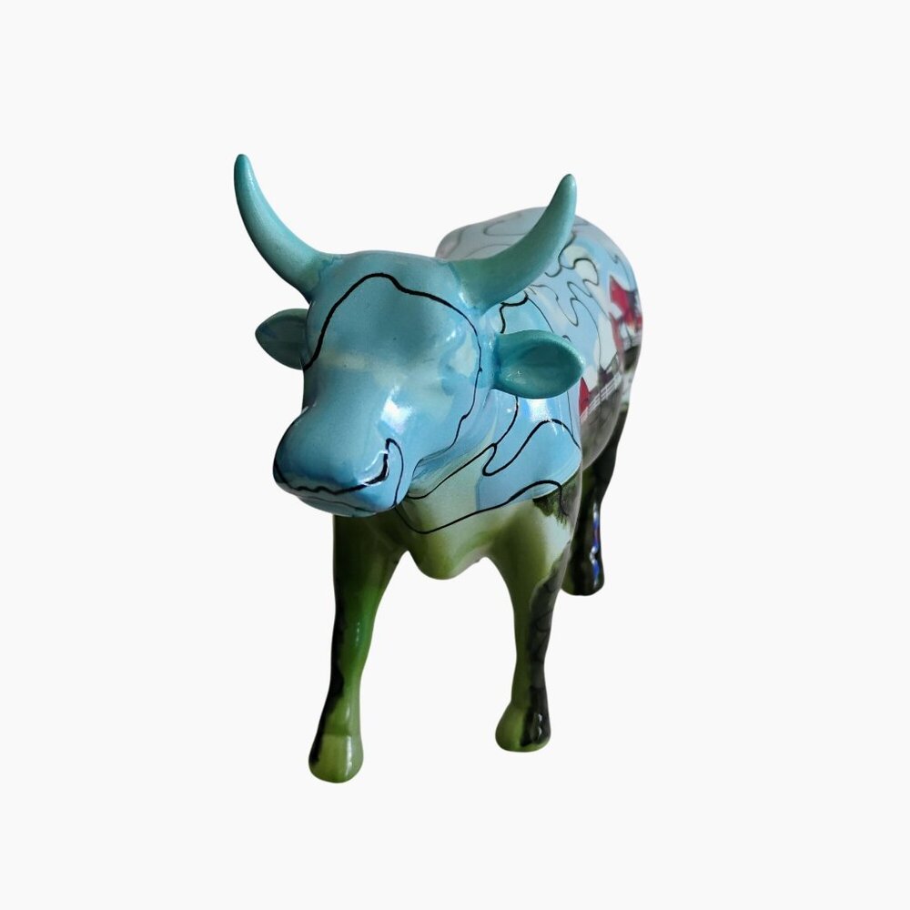 Cow Parade Puzzled Cow Figurine, Vintage 2001, Red Barn Farmhouse Jigsaw Puzzle - Picture 6 of 8